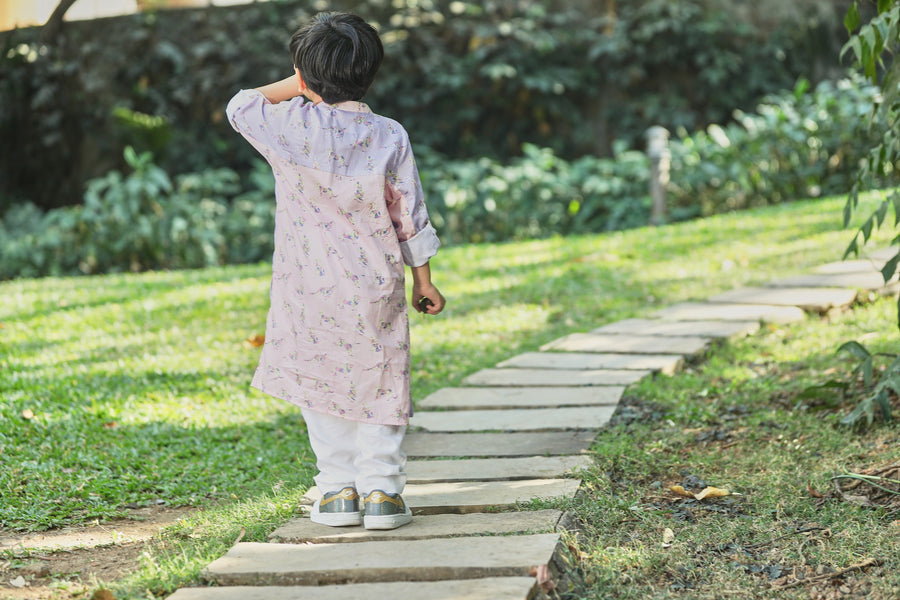 Pink and Lavender Printed Kurta and Pants