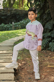 Lavender Short Shirt Kurta and Pants Co-Ord Set