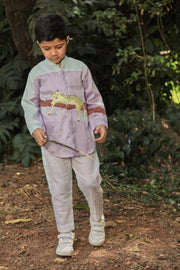 Lavender Short Shirt Kurta and Pants Co-Ord Set