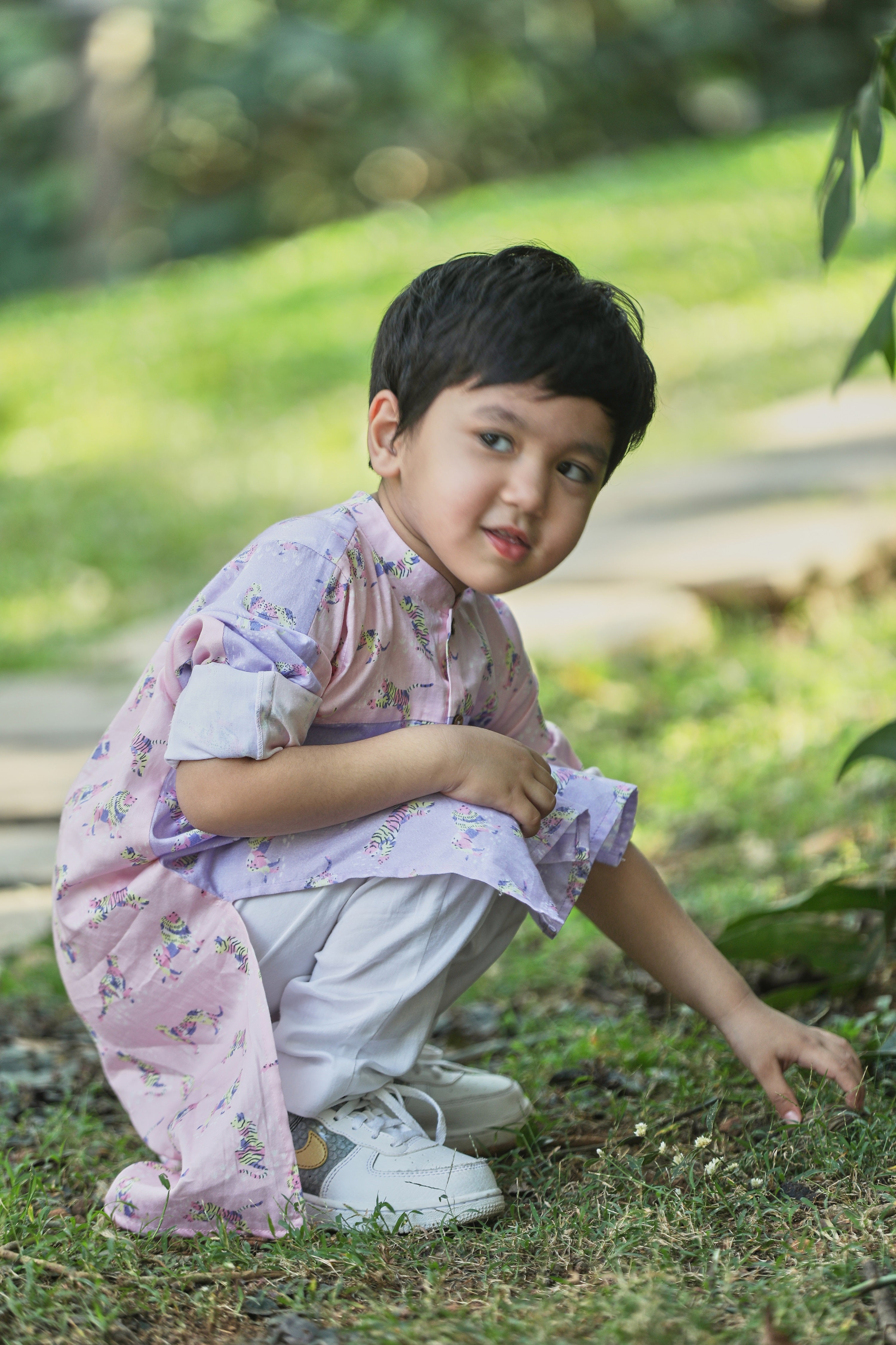 Pink and Lavender Printed Kurta and Pants