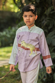 Lavender Short Shirt Kurta and Pants Co-Ord Set