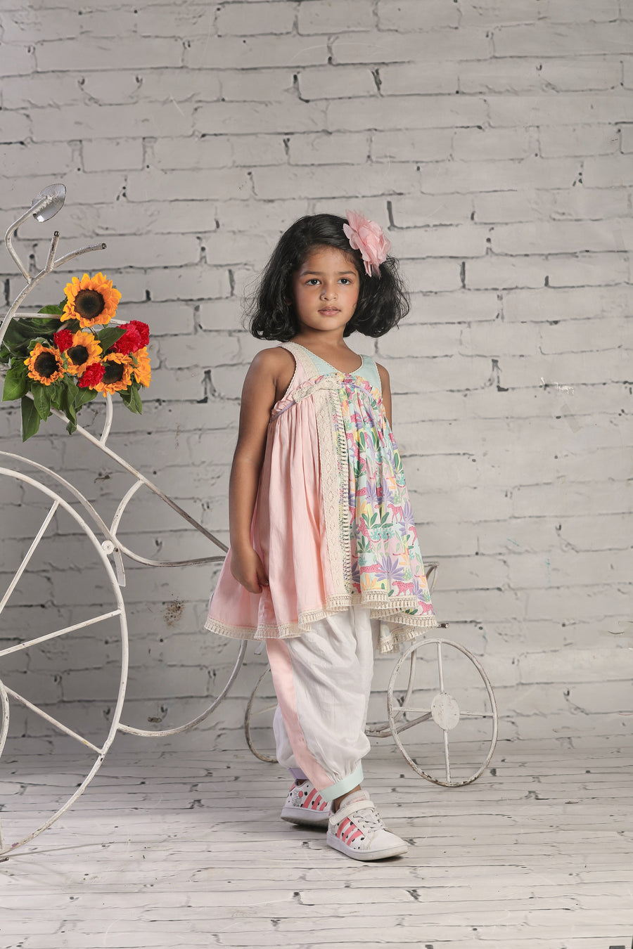 Tropical print Flared Kurta and Salwar