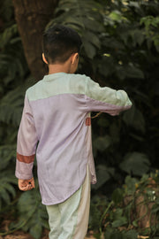 Lavender Short Shirt Kurta and Pants Co-Ord Set